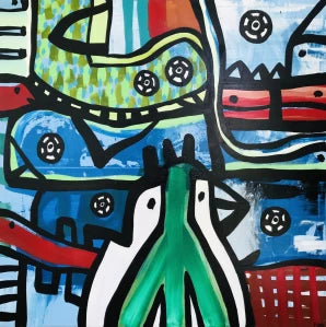 Akryl på lærred 146x146 cm