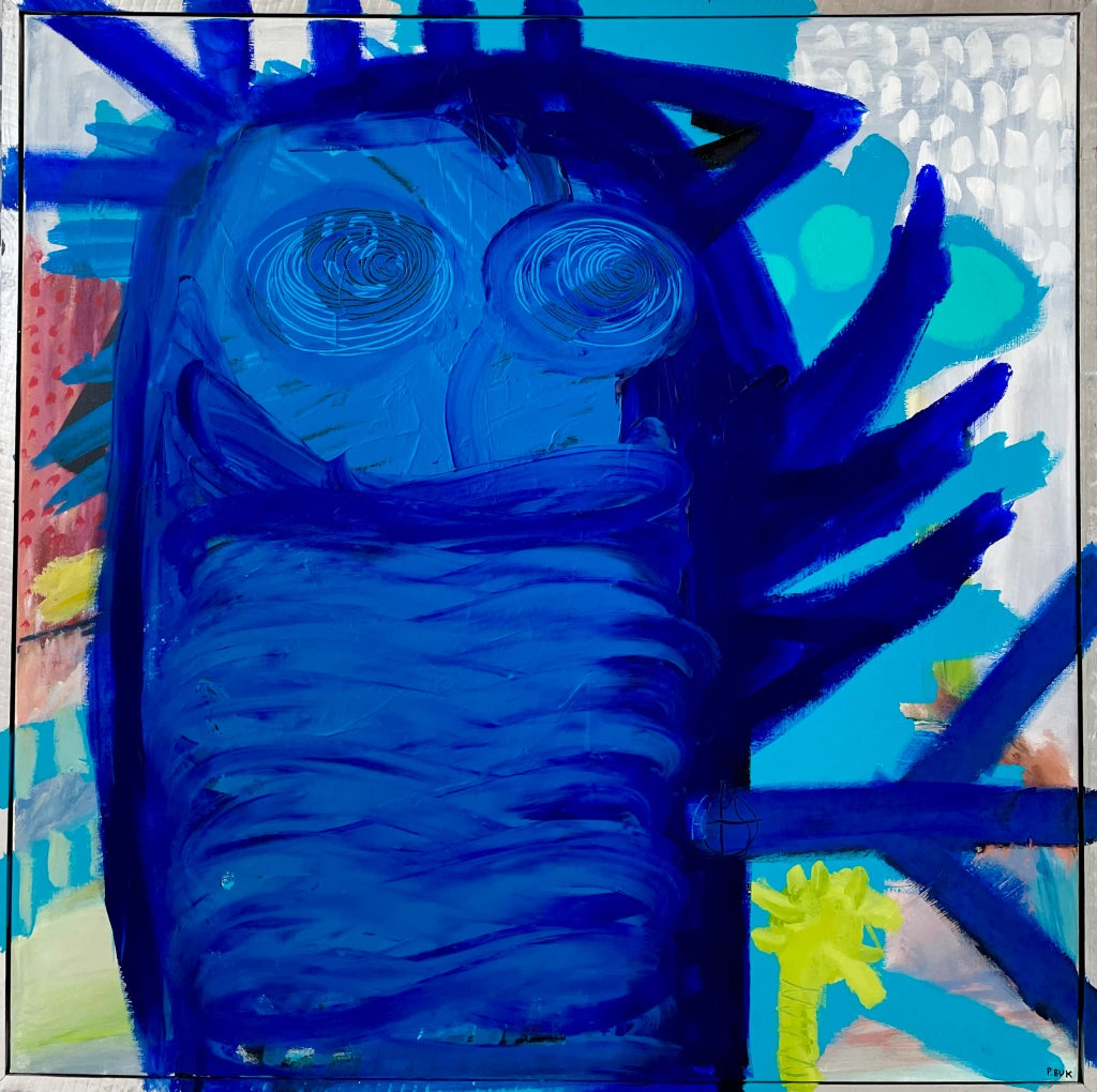 Akryl på lærredbemalet træramme 103x103 cm