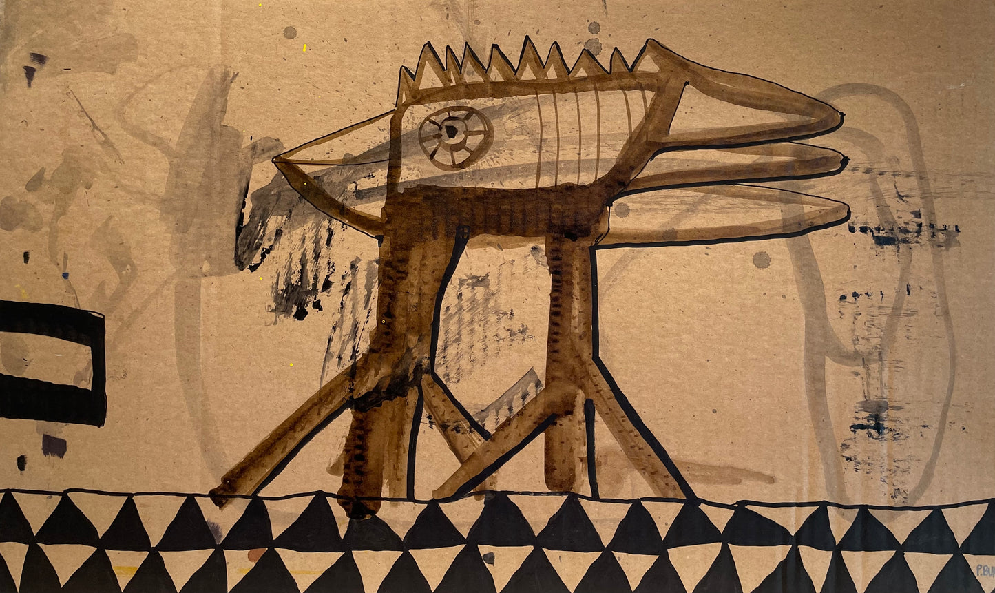 Akryl og tusch på pap 30x50 cm