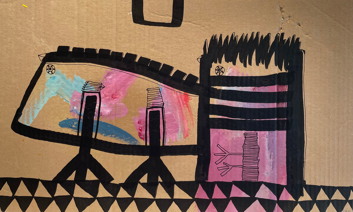 Akryl og tusch på pap 30x50 cm