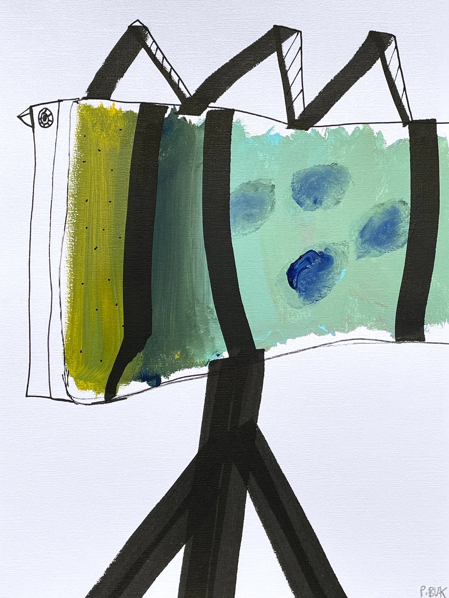 Akryl og tusch på akvarelpapir 31,5x24 cm
