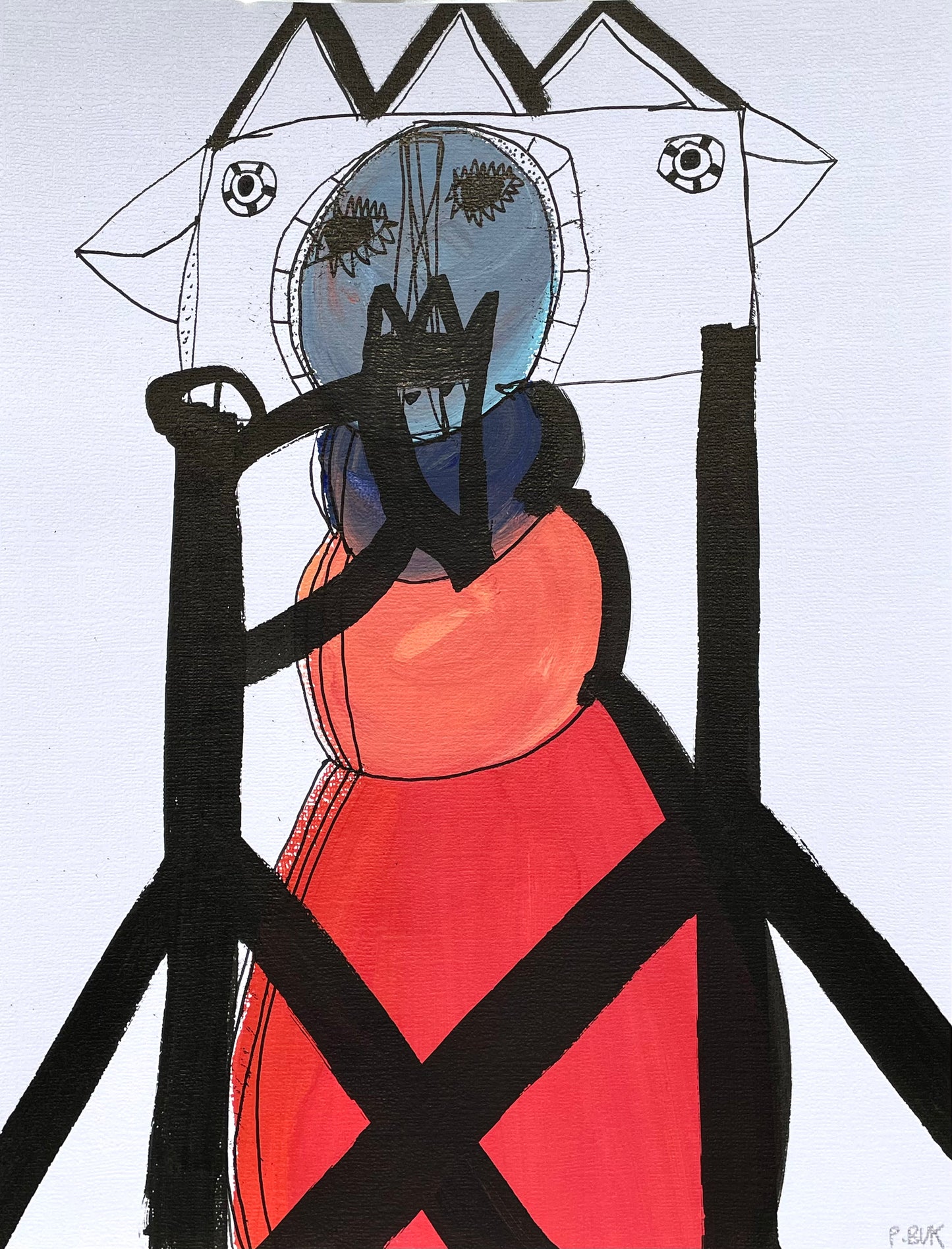 Akryl og tusch på akvarelpapir 31,5x24 cm