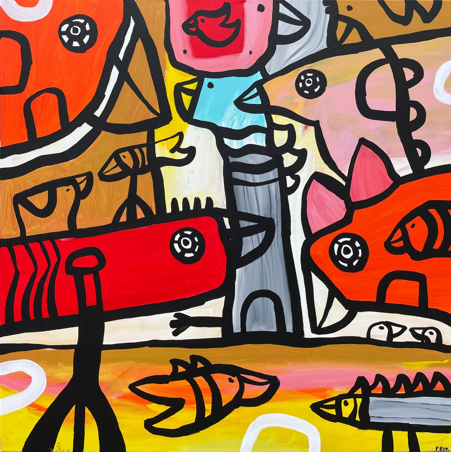 Maleri på lærred 100x100 cm