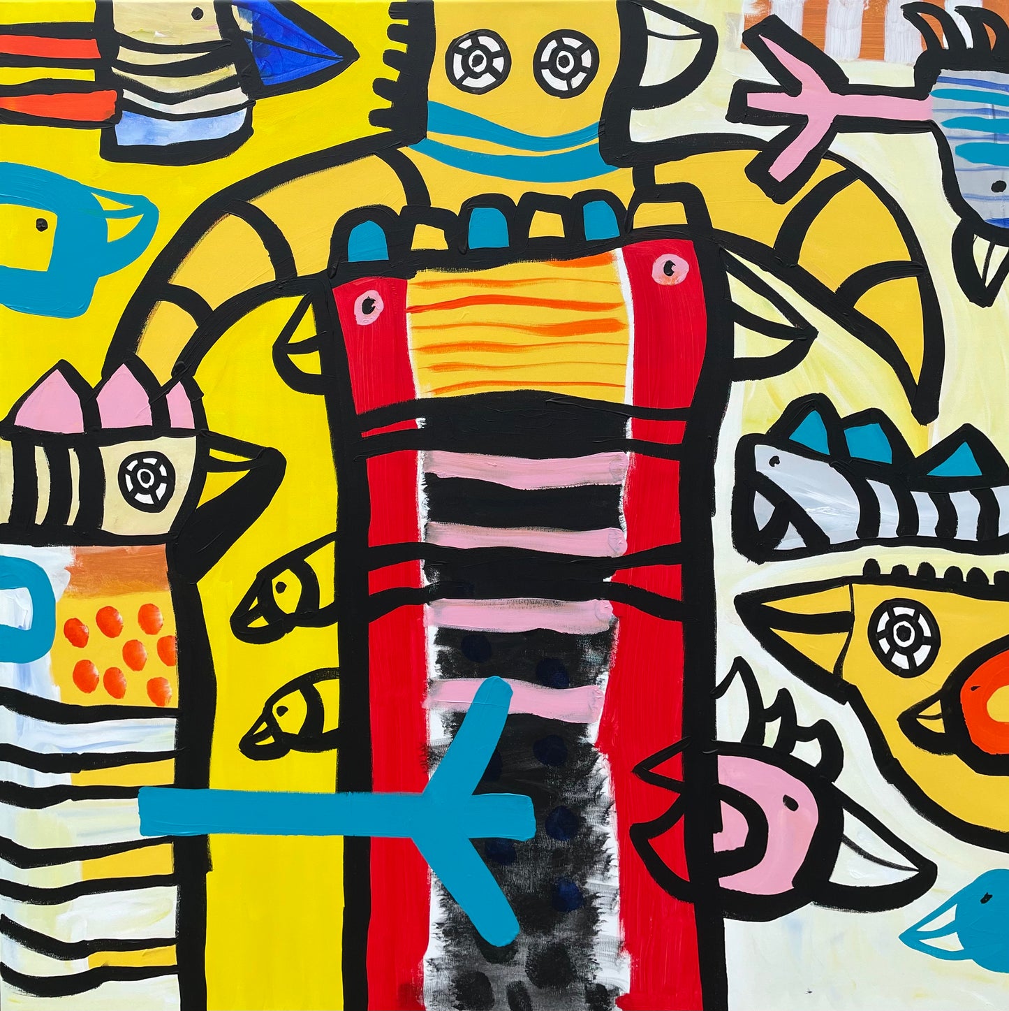 Maleri på lærred 100x100 cm