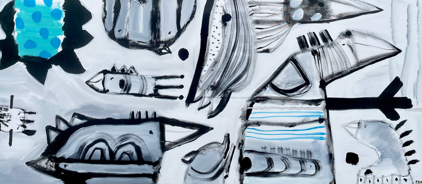 Maleri på lærred 70x160 cm