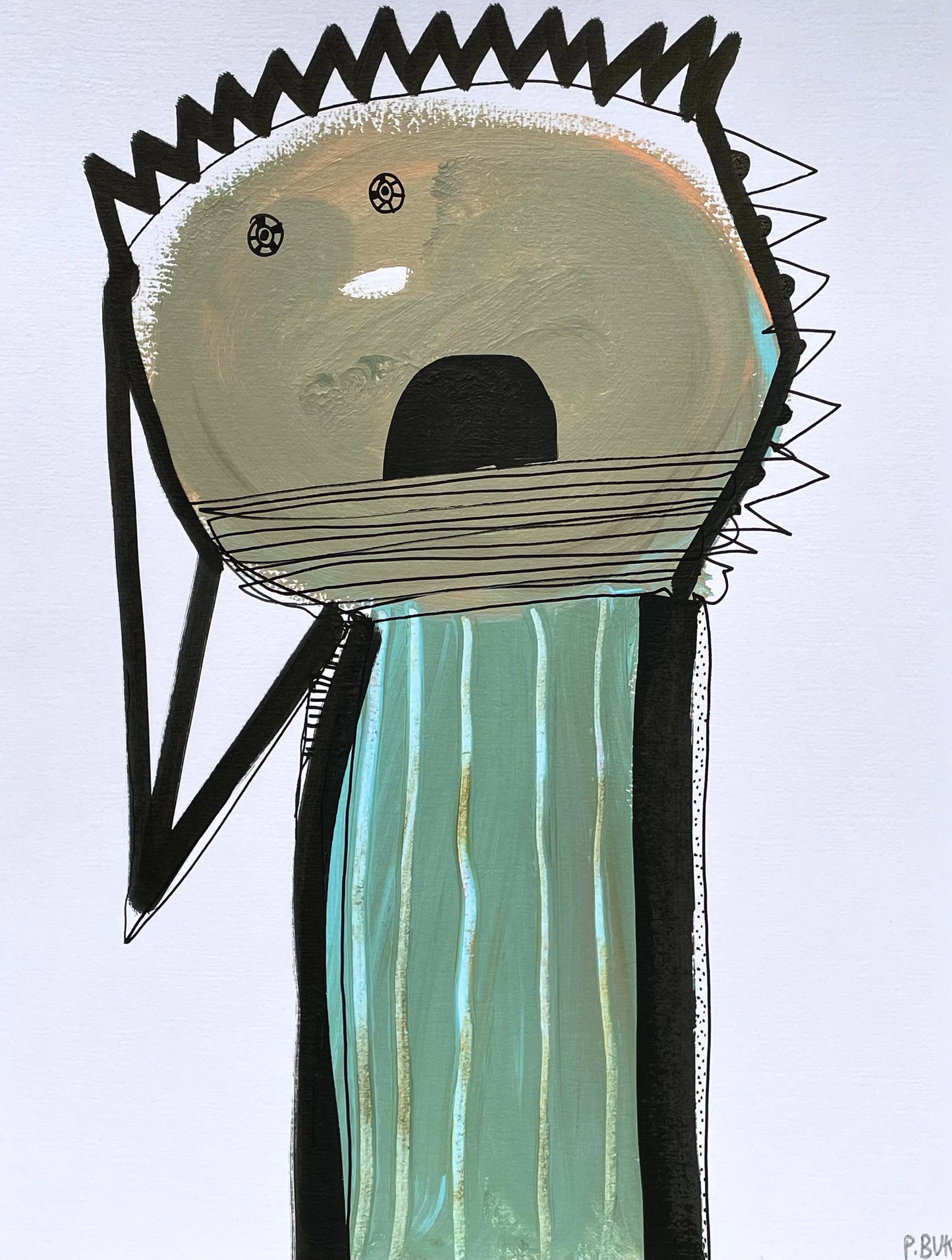 Akryl og tusch på akvarelpapir 31,5x24 cm