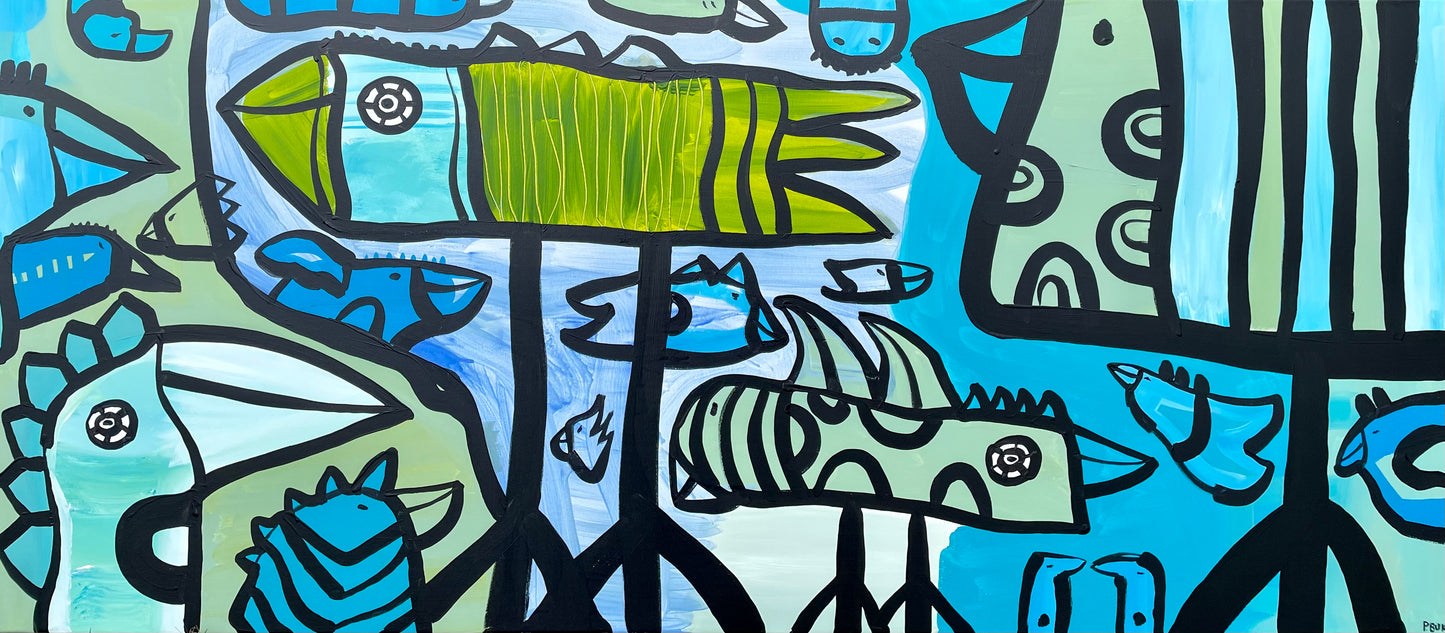 Maleri på lærred 70x160 cm