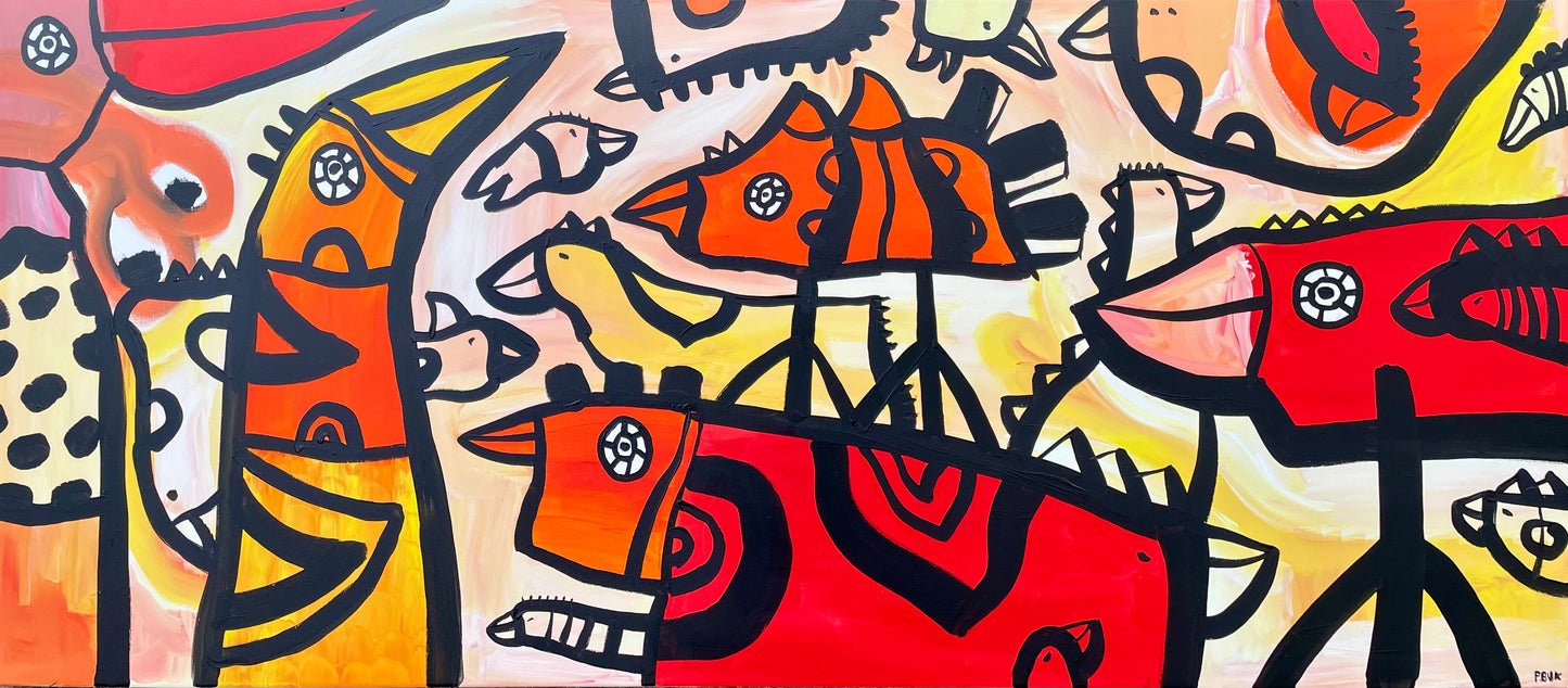 Maleri på lærred 70x160 cm