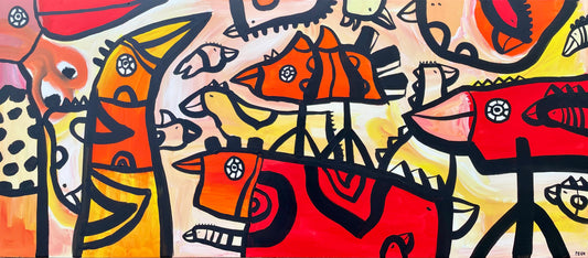 Maleri på lærred 70x160 cm