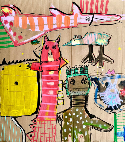 Akryl og tusch på pap 80x73 cm - uindrammet